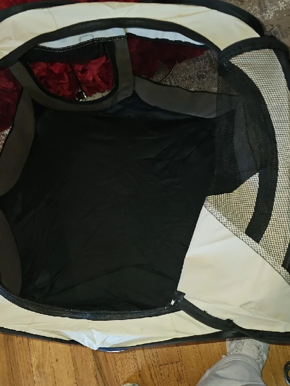 Collapsible Mesh Small Pet Playpen - Black and Cream Like NEW